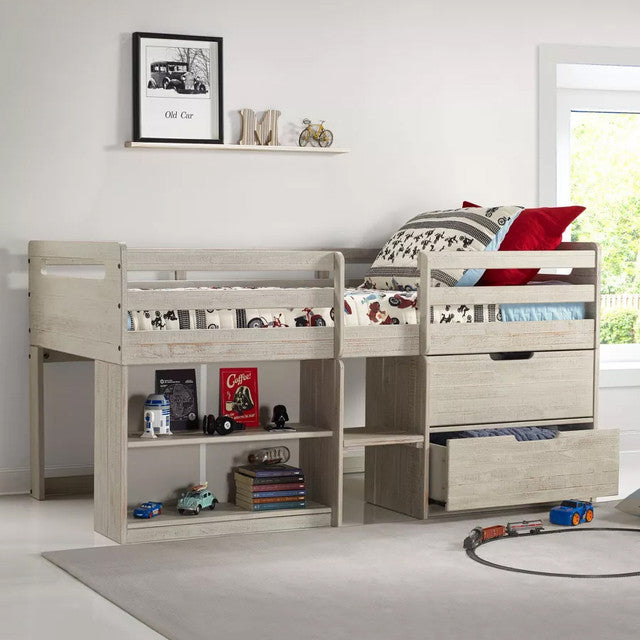 CRANDALL Twin Platform Low Loft Bed with Storage