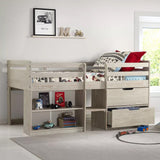 CRANDALL Twin Platform Low Loft Bed with Storage