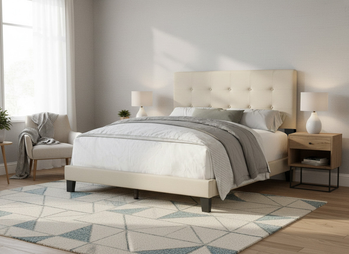 CREEKSIDE Beige Linen 46" Height Platform Bed