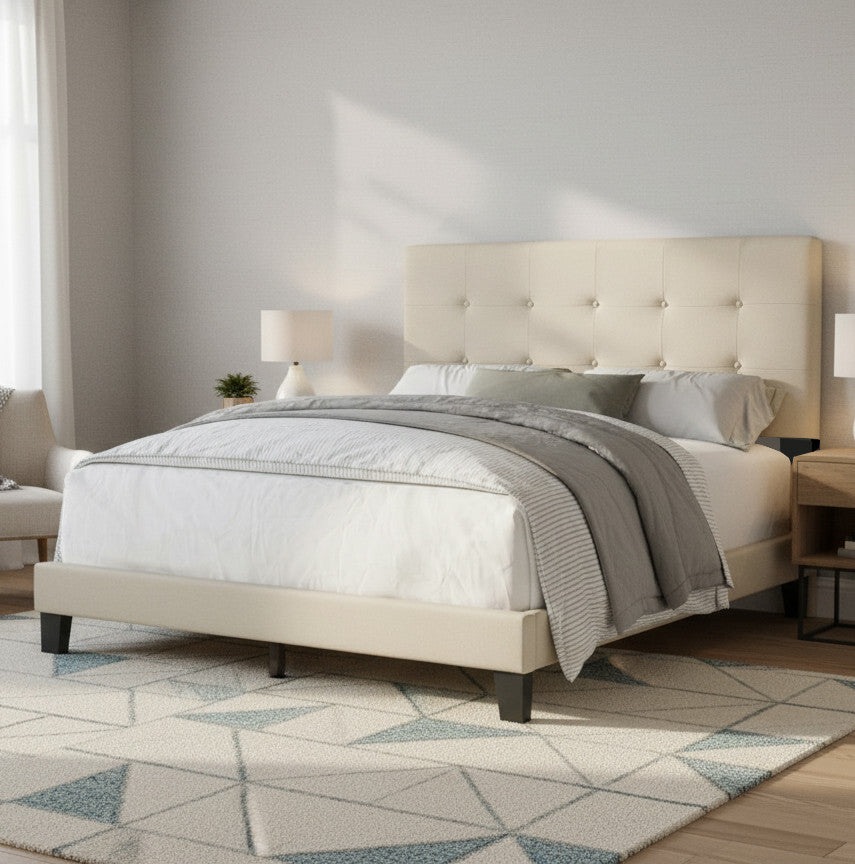 CREEKSIDE Beige Linen 46" Height Platform Bed