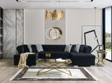 CUTLASS Black Velvet 142" Wide Double Chaise Sectional