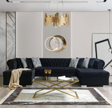 CUTLASS Black Velvet 142" Wide Double Chaise Sectional