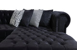 CUTLASS Black Velvet 142" Wide Double Chaise Sectional