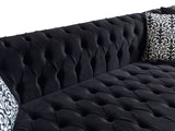 CUTLASS Black Velvet 142" Wide Double Chaise Sectional