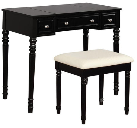 CALDER Black 36" Wide Lift-Top Mirror Vanity with Stool
