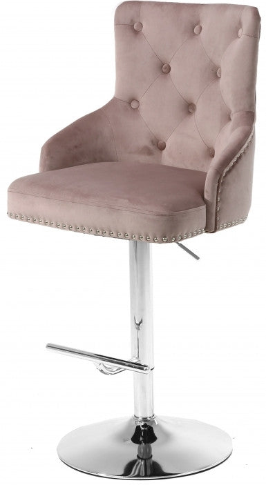 CAMILLA Pink Adjustable Barstool with Chrome Base