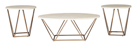 CARRIGAN Beige & Gold 3 Piece Table Set