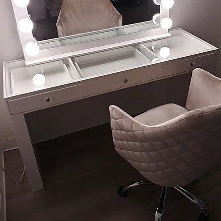 CELENE White 54" Wide LED Vanity Mirror & Desk