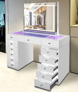 CLARISSA LED Vanity with Bluetooth Speakers & Lights in Drawers