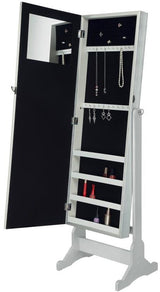 COLELLA Silver Floor Mirror with Jewelry Storage