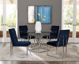 COLLINS Blue and Chrome 5 Piece Dining Set