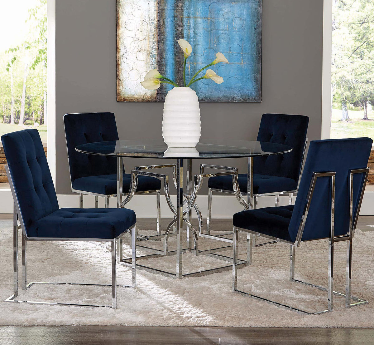 COLLINS Chrome 54" Wide Dining Table
