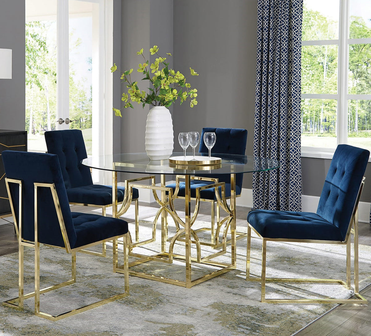 COLLINS Blue and Gold 5 Piece Dining Set