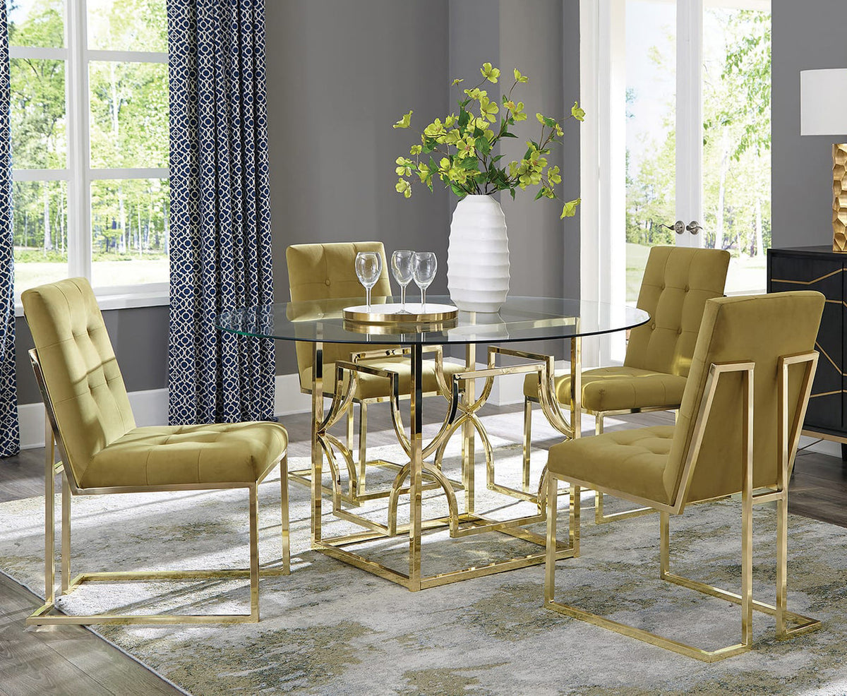COLLINS Mustard and Gold 5 Piece Dining Set