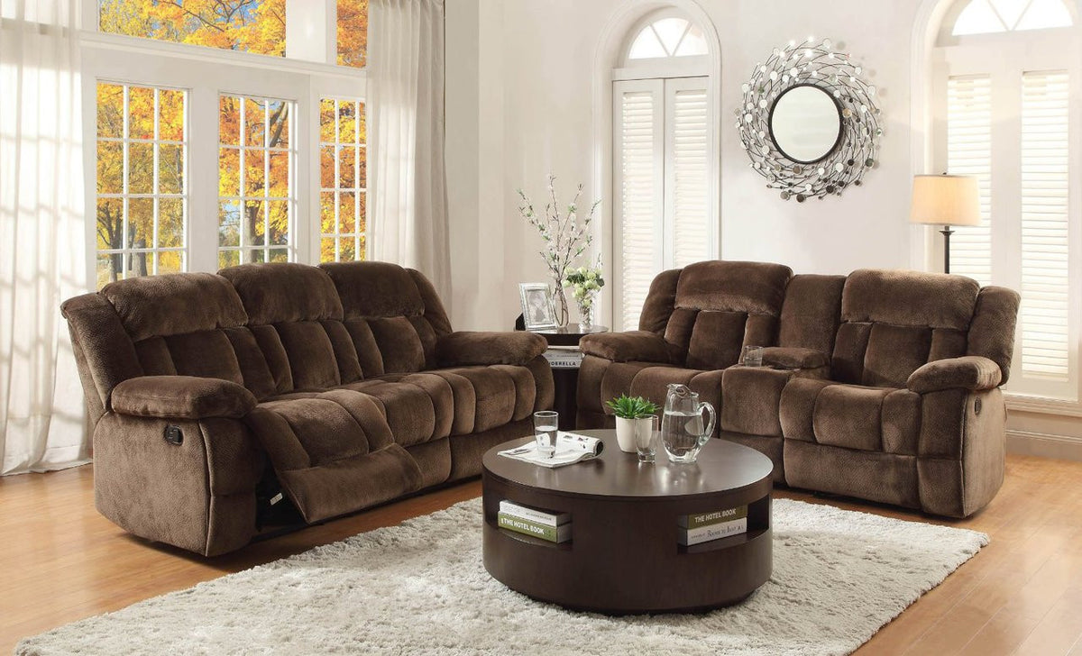 Cordaroy Chocolate Plush Reclining Sofa