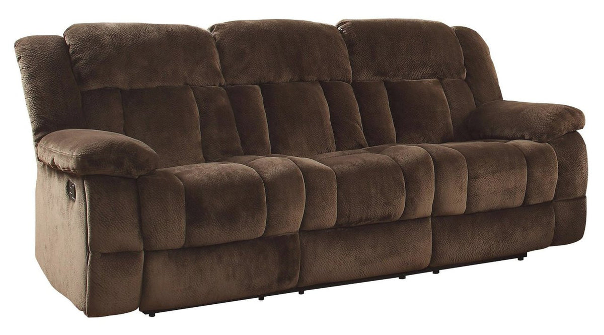 Cordaroy Chocolate Plush Reclining Sofa