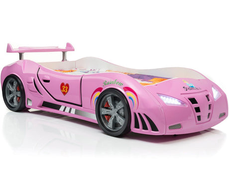 COUPE Pink Lighted Race Car Bed