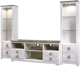 CRESTHILL White 105" Wide x 73" Height 3 Piece Wall Unit