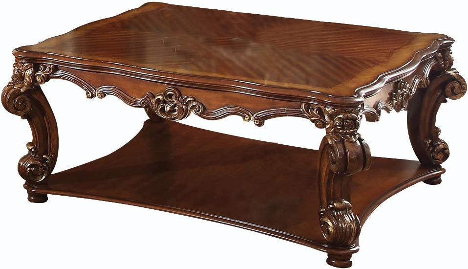 Crownwood Cherry 50" Wide Squared Coffee Table with Shelf