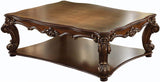 CROWNWOOD Cherry Rectangular 3 Piece Table Set with Shelves