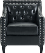 DAHLIA Black Faux Leather 30" Wide Accent Chair
