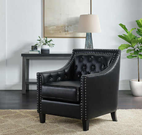 DAHLIA Black Faux Leather 30" Wide Accent Chair