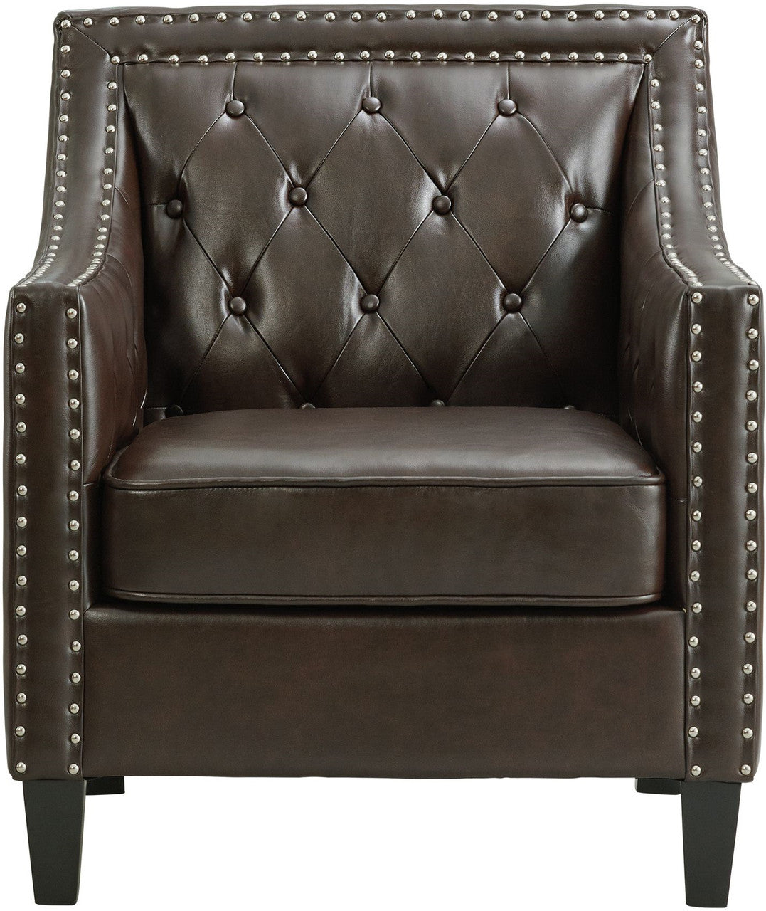 DAHLIA Brown Faux Leather 30" Wide Accent Chair