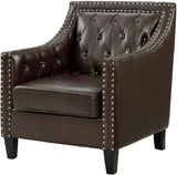 DAHLIA Brown Faux Leather 30" Wide Accent Chair