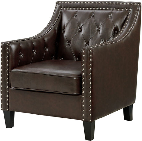 DAHLIA Brown Faux Leather 30" Wide Accent Chair