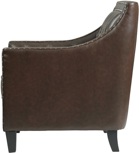 DAHLIA Brown Faux Leather 30" Wide Accent Chair