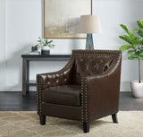 DAHLIA Brown Faux Leather 30" Wide Accent Chair