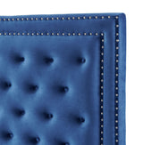 DAHLIA Dark Blue Velvet Platform Bed