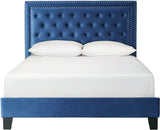 DAHLIA Dark Blue Velvet Platform Bed