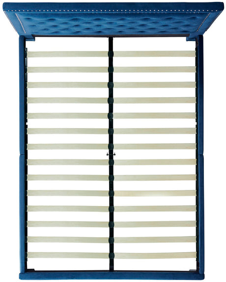 DAHLIA Dark Blue Velvet Platform Bed