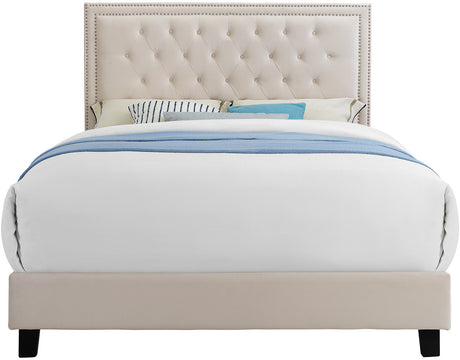 DAHLIA Cream Velvet Platform Bed