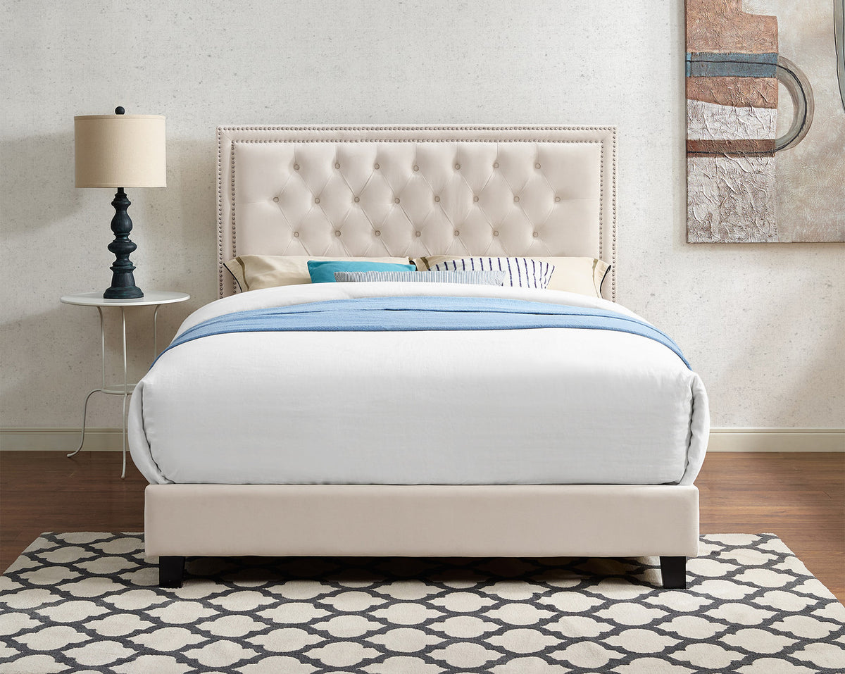 DAHLIA Cream Velvet Platform Bed