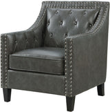 DAHLIA Gray Faux Leather 30" Wide Accent Chair