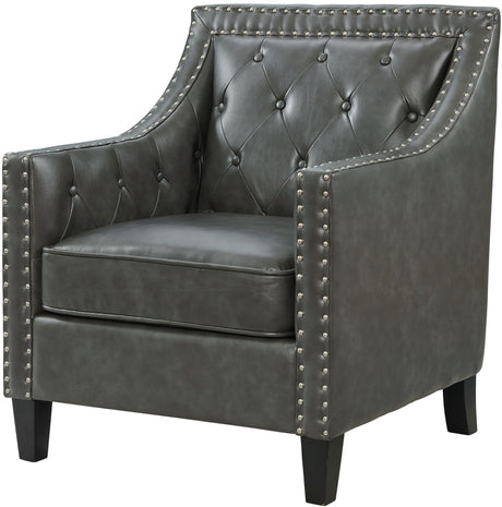 DAHLIA Gray Faux Leather 30" Wide Accent Chair