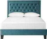 DAHLIA Marine Blue Velvet Platform Bed