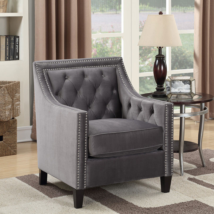 DAHLIA Gunmetal Fabric 30" Wide Accent Chair