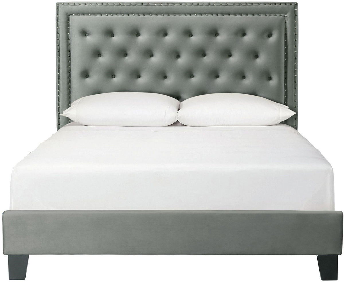 DAHLIA Gunmetal Velvet Platform Bed