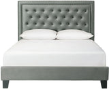 DAHLIA Gunmetal Velvet Platform Bed