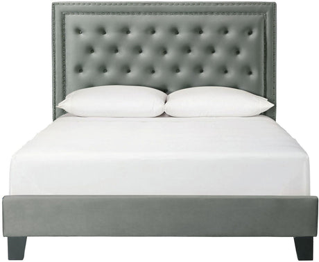 DAHLIA Gunmetal Velvet Platform Bed