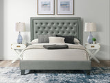 DAHLIA Gunmetal Velvet Platform Bed