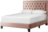 DAHLIA Blush Pink Velvet Platform Bed
