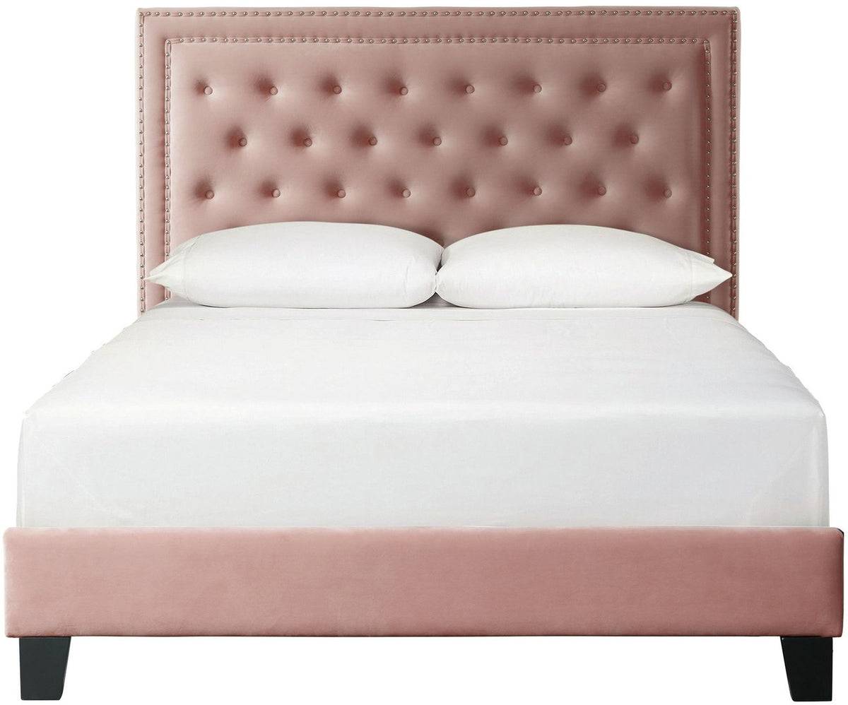 DAHLIA Blush Pink Velvet Platform Bed