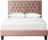 DAHLIA Blush Pink Velvet Platform Bed