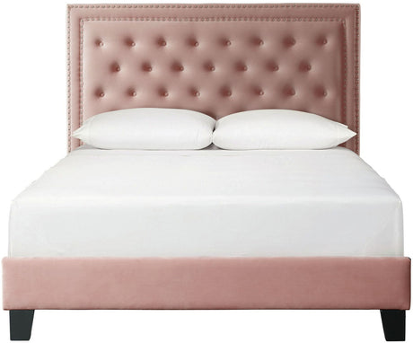 DAHLIA Blush Pink Velvet Platform Bed