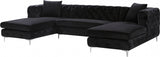 DALEYZA Black 127" Wide Velvet Double Chaise Sectional