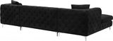DALEYZA Black 127" Wide Velvet Double Chaise Sectional